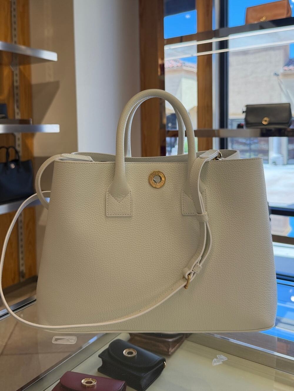 Burberry white Leather Top-Handle Tote with Signature Check $2250